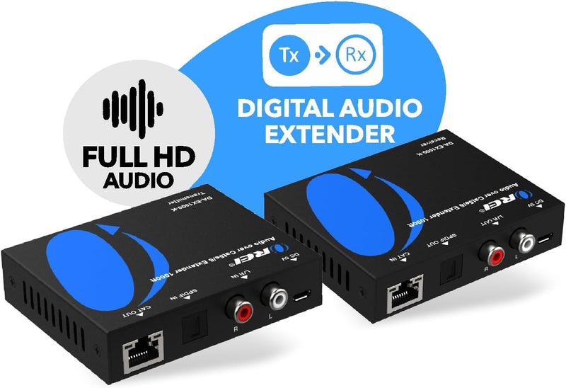 [Australia - AusPower] - OREI Audio Over Cat5e/6 Extender Upto 900 Feet - Extend Digital Optical Coxial Toslink Signal Over LAN Ethernet Power Over Cable for Long Distance Extension Dolby Digital, DTS 4.1, DTS-HD, PCM 