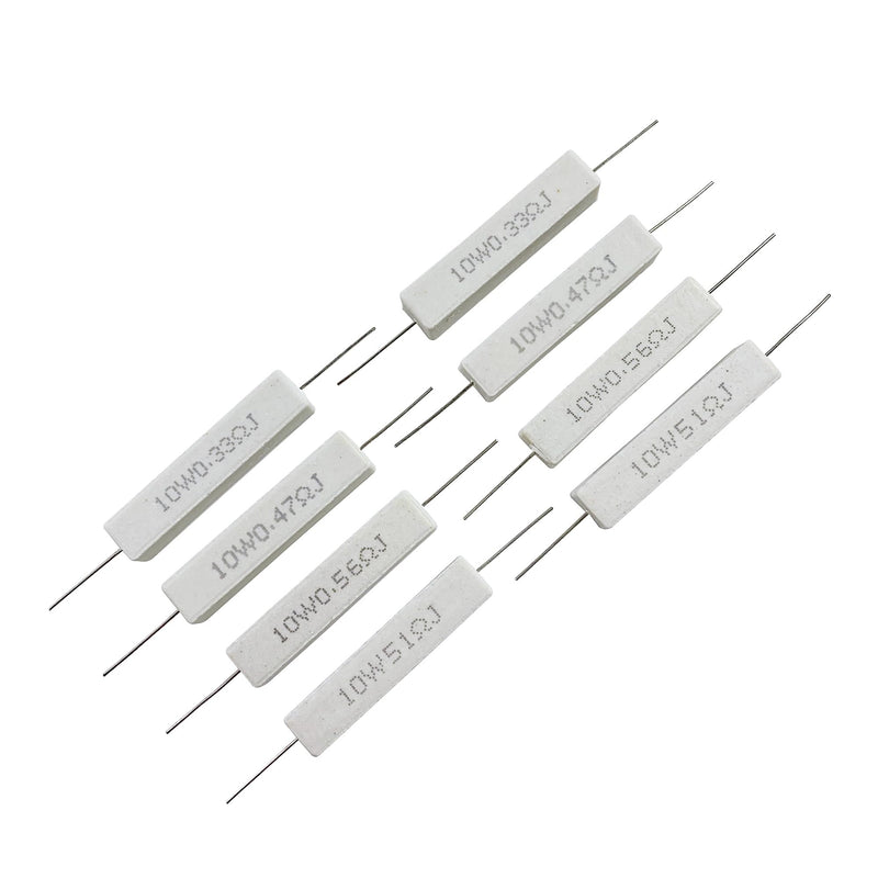 [Australia - AusPower] - 25 Values 50 Pieces Ceramic Cement Resistor KIT 10W Resistance 10 Watt ±5% Power Resistors (0.05 Ohm - 100 Ohm) 0.05Ω-100Ω 50PCS 
