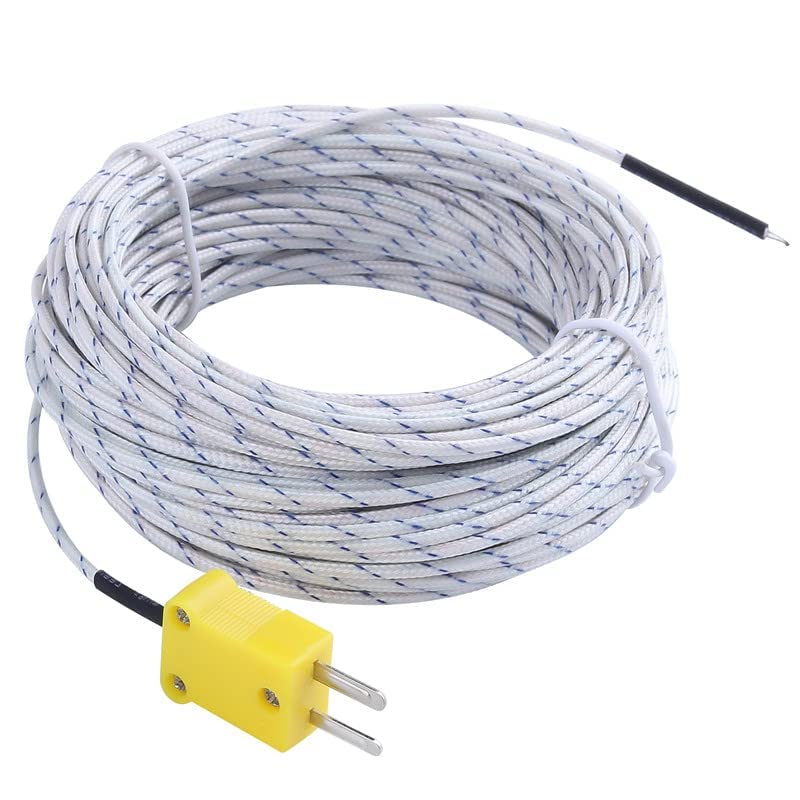 [Australia - AusPower] - 20 Meters 66 ft K Type Mini-Connector Thermocouple Temperature Probe Sensor Temperature Sensing Line K Type Thermocouple Wire Measure Range -50C to +180C Celsius 