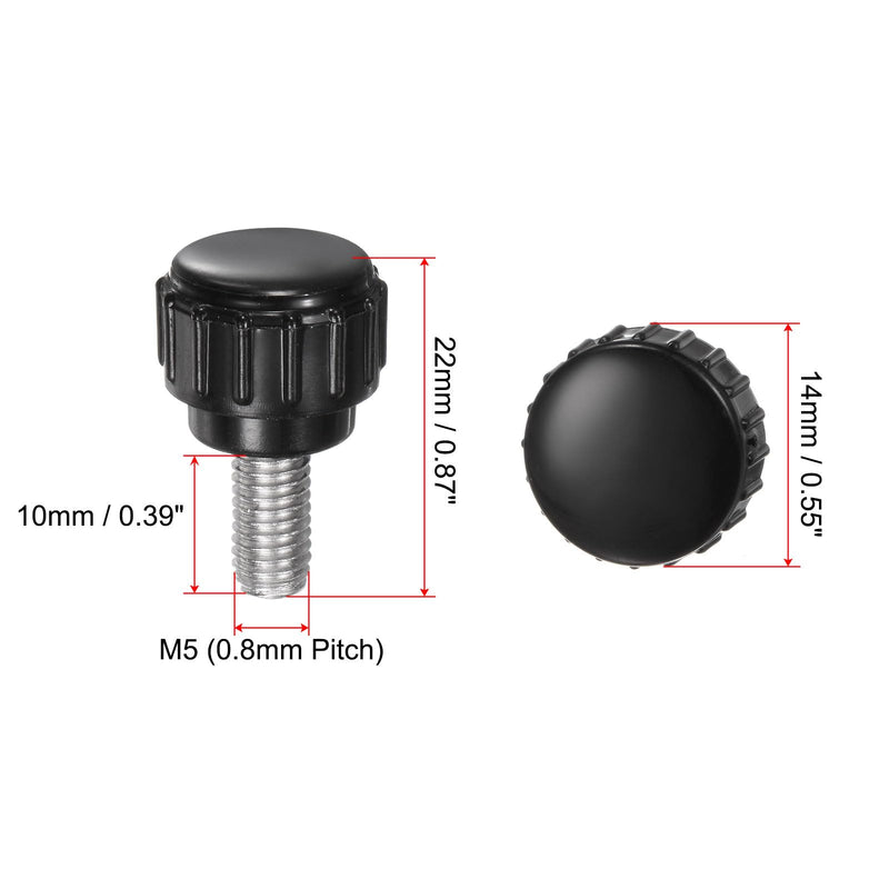[Australia - AusPower] - uxcell 12pcs Knurled Clamping Knobs M5 x 10mm Metric 304 Stainless Steel Male Thread Thumb Screw on Type 14mm Plastic Round Head Threaded Hand Bolt Stud Knobs Black M5 x 10mm x 14mm 