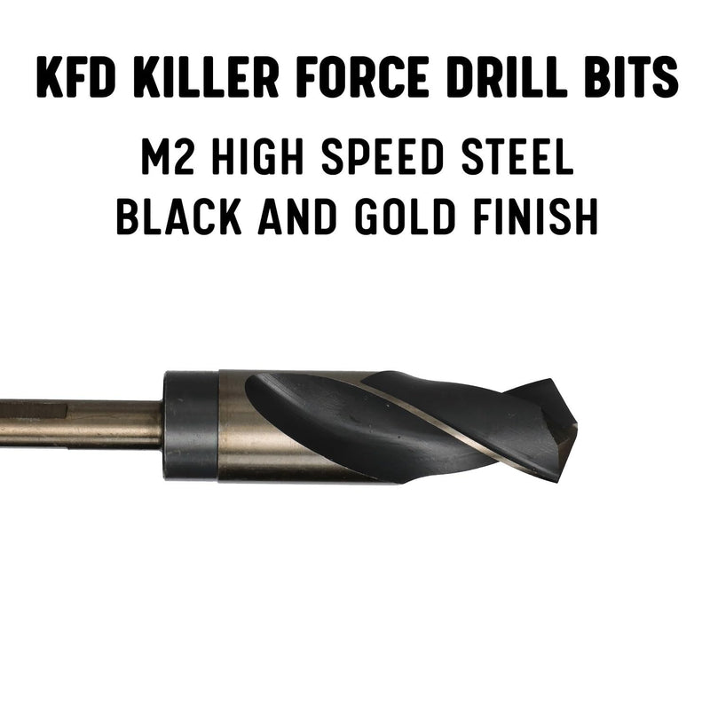 Drill America - KFDRSD1-1/8 1-1/8" Reduced Shank High Speed Steel Black & Gold KFD Drill Bit with 1/2" Shank, KFD Series 1-1/8"