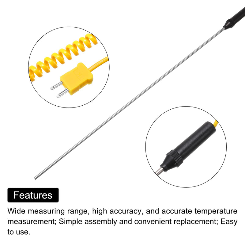 [Australia - AusPower] - MECCANIXITY Surface Thermocouple 12" Probe K Type Yellow Coiled Wire -50 to 650C for Temperature Senor Measurement 