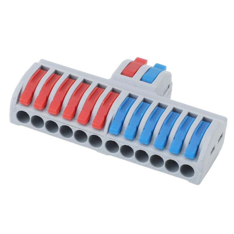 [Australia - AusPower] - 6Pcs 2 in 12 Out Compact Wire Connector Electrical Lever Wire Connectors Splicing Wires Connectors Rail and Screw Mounting 