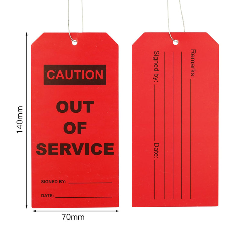 100 pcs Out of Service Tags with Pre-Attach Wire,Red PVC Plastic Maintenance Required Tags(100) 100