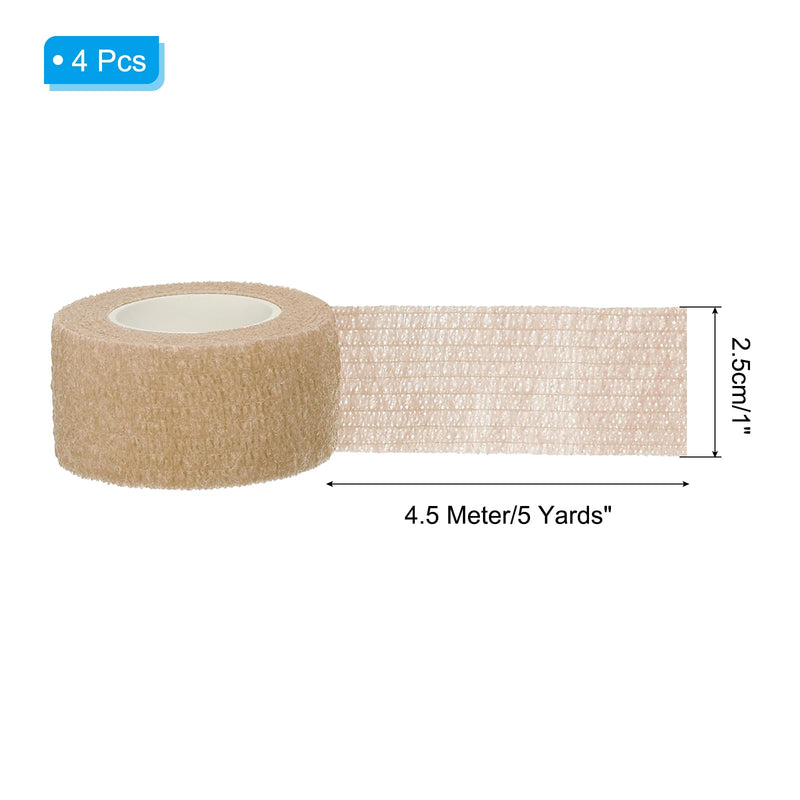 PATIKIL Sports Self-Adhesive Tape, 4 Pack 2" X 5 Yards Bandage Wrap Breathable Elastic Tape Prevent Finger Friction for Golf Baseball Volleyball, Skin Tone