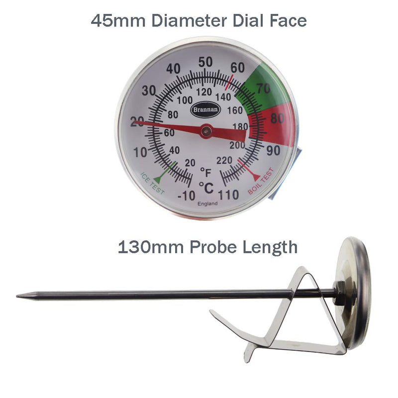 [Australia - AusPower] - Brannan Frothy Milk Thermometer for Steaming Milk with 125 mm Stainless Steel Probe and Clip Barista Coffee Great for Frothing 
