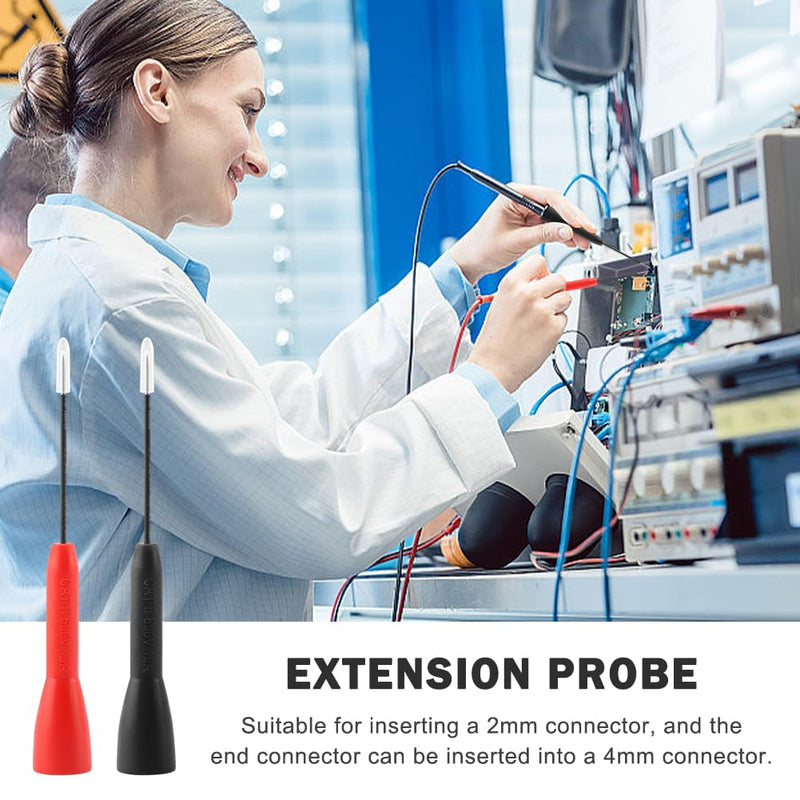 [Australia - AusPower] - 4 Pack 2mm Extended Needle Test Probes, Multimeter Test Leads, 600V/10A Non Destructive Multimeter Test Probe for Fluke Leads tl71 tl75 