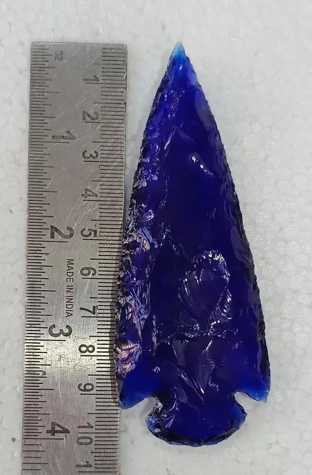 Blue Obsidian Spearhead Arrowhead Crystal for Healing and Jewelry Making Gemston (3 Inch) 3 Inch