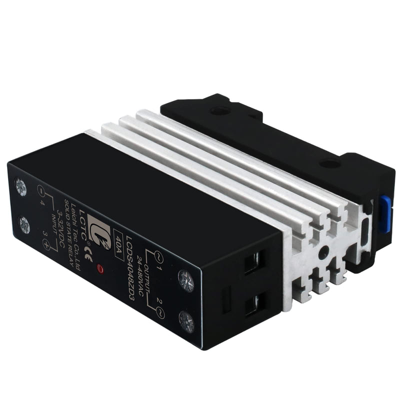 Din Rail Solid State Relay with Heat Sink - DC to AC (3-32V DC Input, 24-480V AC Output), 40A SSR