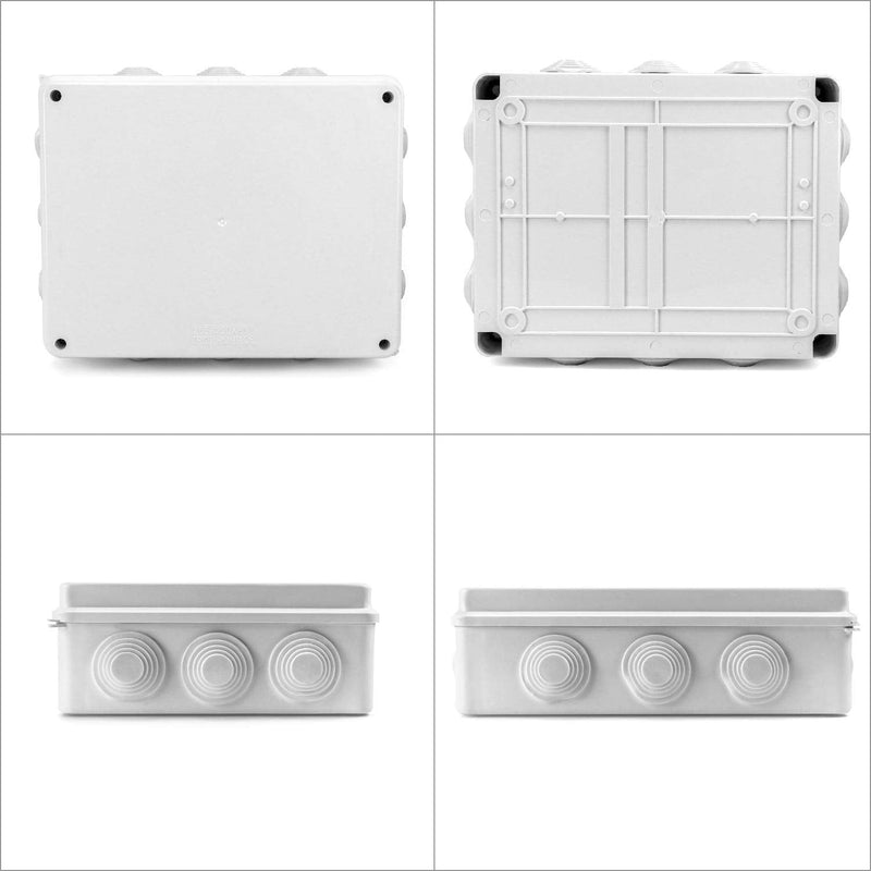[Australia - AusPower] - QWORK® Surface-Mounted Junction Box 255 x 200 x 80 mm, Junction Box, Waterproof, Dustproof, IP65, ABS Plastic, Universal Electric Project Enclosure, White 