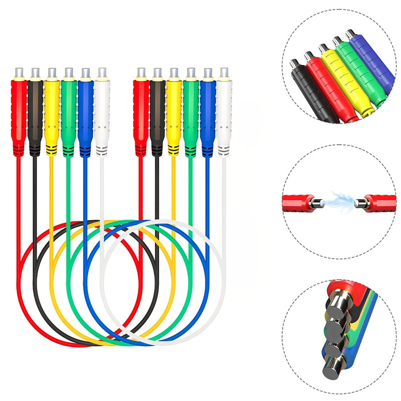 [Australia - AusPower] - 6Pcs Magnetic Test Leads 30V AC/5A 20AWG Low Voltage Magnetic Jumper Flexible Magnetics Jumpers Wires Silicone Low Voltage Jumper King HVAC Tool Sensors Switches Test Lead for Testing(3.3FT) 