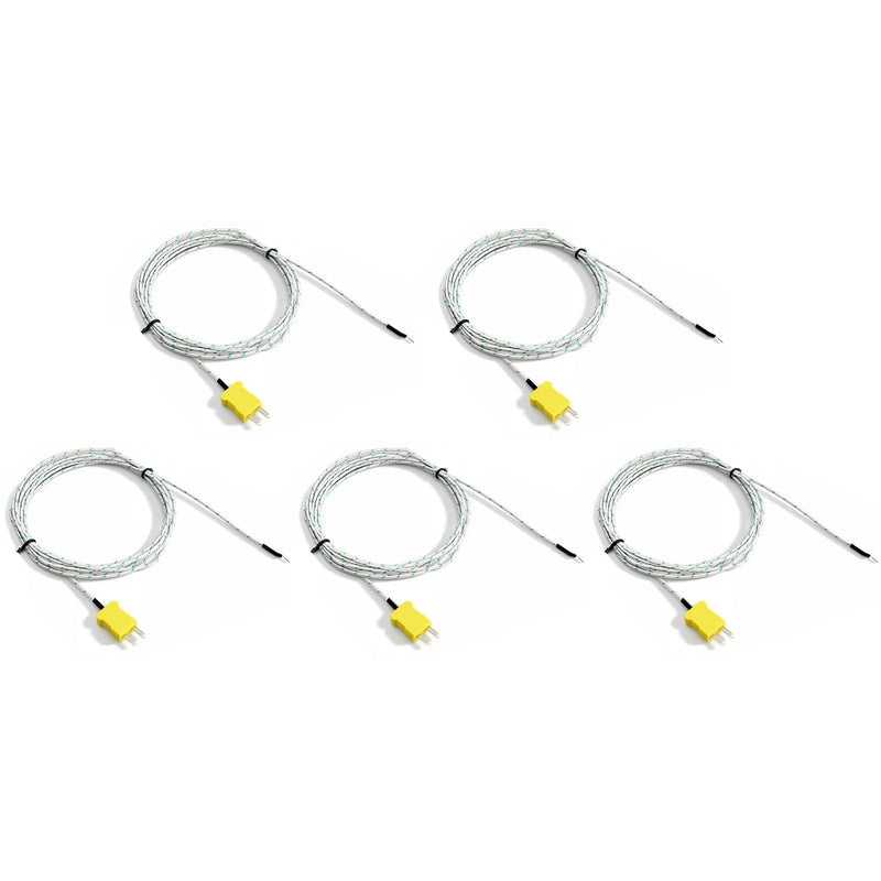 [Australia - AusPower] - 5-Pack K Type Thermocouple, 3M Fiberglass Temp Sensor, 0-500°C (32-932°F), Fast Response Bead Probe for HVAC, Oven, 3D Printer 