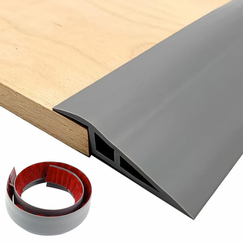 Floor Transition Strip PVC Door Threshold Ramp Doorway Edge Trim Flooring Edging Trim for Laminate Doorway Carpet Tile Floor Edge Threshold from 1/2"" to 3/5"" (Gray, 6.6Ft) Gray