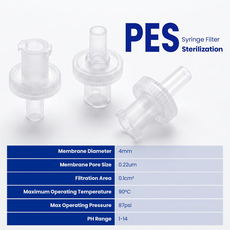 Sterile Syringe Filter 4 mm PES Membrane 0.22 µm Pack of 25 | For Biomed Scientific, individually packaged
