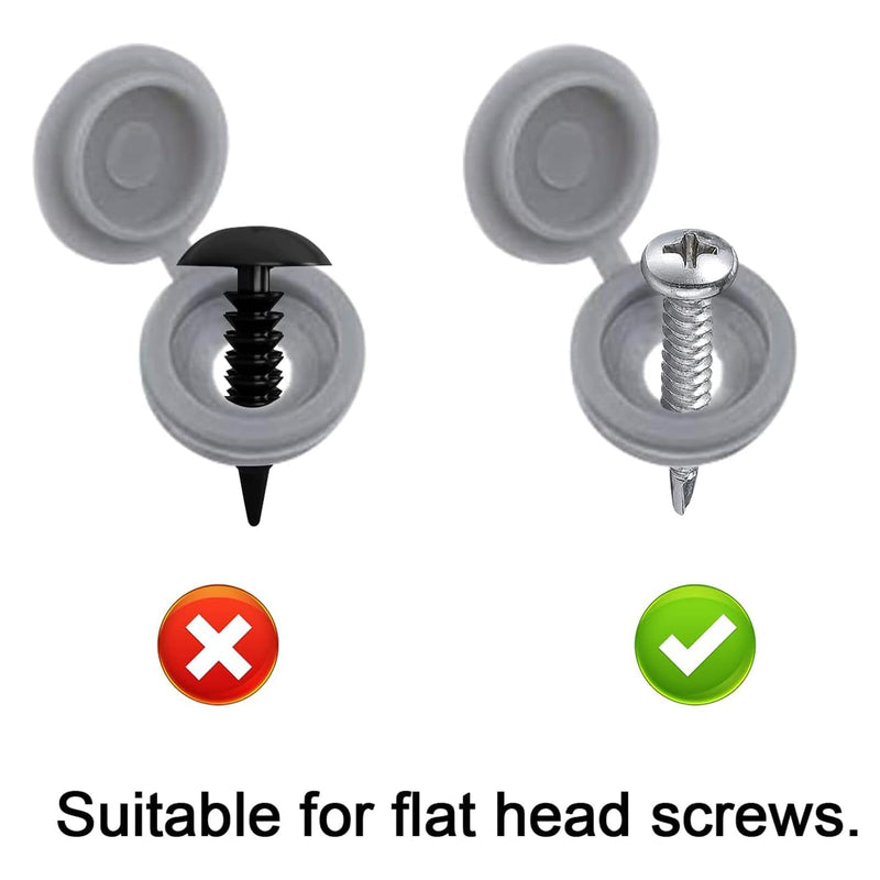[Australia - AusPower] - Screw Covers, 100pcs Gray Plastic Screw Cap Hinged Fold Over Caps Rubber Dust Washer Flip Tops with Storage Box (Gray) Grey M5 