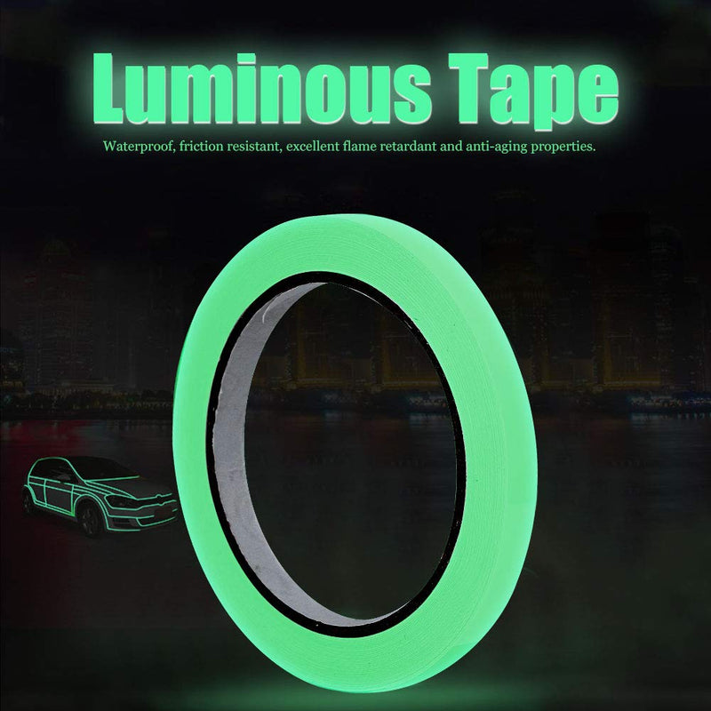 Photoluminescent Safety Tape, High Bright Glow Guidance Marker for Stairs Walls Green Adhesive Film 10mm x 10m 1 Roll