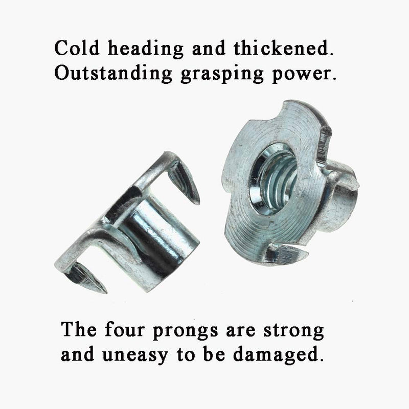 [Australia - AusPower] - M8 X 10mm T Nut 4 Prong Tee Blind Nuts Threaded Insert Clean Threads No Rust Carbon Steel Zinc Plated for Wood Rock Climbing Wall Holds Plywood Furniture Particle Board CNC Router 30 Pack M8-10(30Pack) 