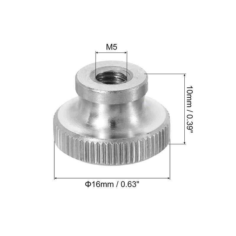 [Australia - AusPower] - uxcell Knurled Thumb Nuts, 6Pcs M5 x D16mm x H10mm Stainless Steel Round Knobs Fasteners Blind Hole Hand Screw Nut Silver for 3D Printer Parts, Machine Tools 6 