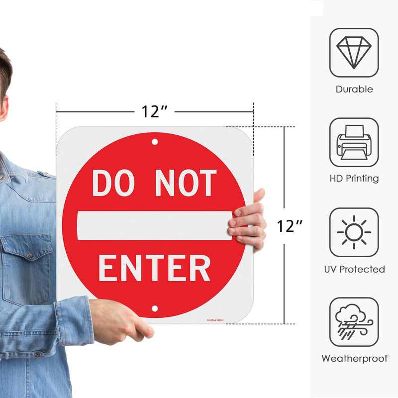 GicnKeuz Do Not Enter signs,12 x 12 Inches Safety Warning Sign .040 Reflective Aluminum,Waterproof and Fade Resistant,2 Pre-drilled holes,Easy to Install, Indoors and Outdoors Use(2-pack) 12 x 12 Inches - 2 packs