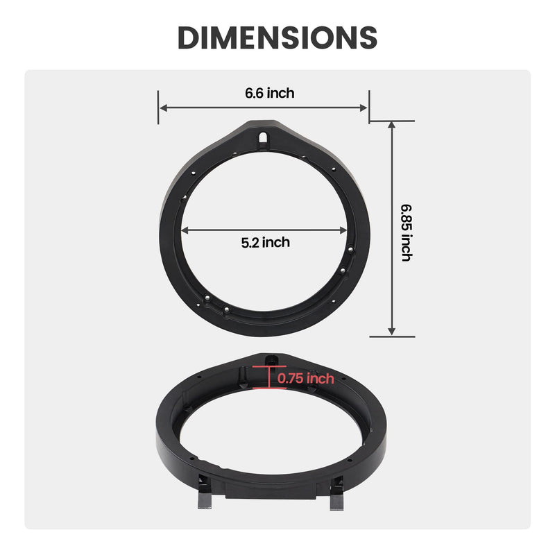 [Australia - AusPower] - RED WOLF Front Rear Door Speaker Adapter + Wiring Harness for 2008-2013 Honda Civic Accord CRV, Acura 2005-2019 Aftermarket 6.5"- 6.75" Speaker Spacer Rings Adaptor Mount 1 Pair 