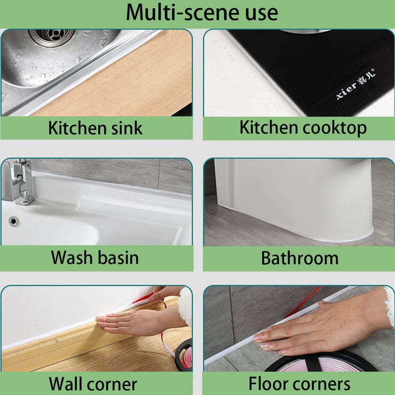 [Australia - AusPower] - Flexible Quarter Round Molding Self Adhesive,Peel and Stick Waterproof Molding Trim Caulk Strip for Wall Edge Corner,Ceilings Edge,Cabinet Edge,Tile Countertop Edge,Window Door Frame (White) White 