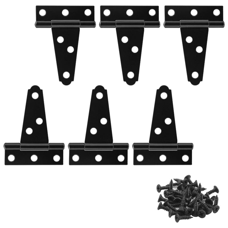 [Australia - AusPower] - 6Pack 2 Inch Black T-Strap Shed Hinge,Barn Door Hinges Heavy Duty Gate Strap Hinge T Hinges for Barn Door, Shed or Wooden Fences 2 Inch-6Pack 