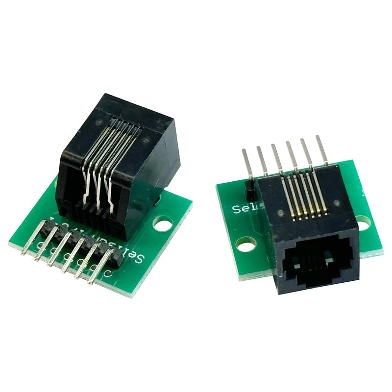 PENGLIN 2pcs RJ11 Female with PCB | RJ11 6P6C breakout board with pin, RJ11 6-pin telephone socket adapter
