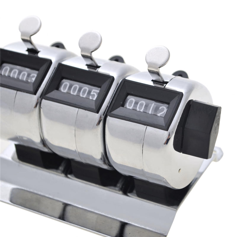 GOGO 3-Unit Metal Tally Counter, Digit Number Desktop Mechanical Counter, Resettable Triple-Unit Bank