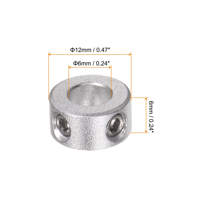 [Australia - AusPower] - 4pcs Shaft Collar 6mm Bore Aluminum Alloy Set Screw Shaft Collars, 12mm OD, 6mm Width, for Wheel Barrow Axle, Gearbox Assemblies, CNC Machine Tools, Industry, Anodization 