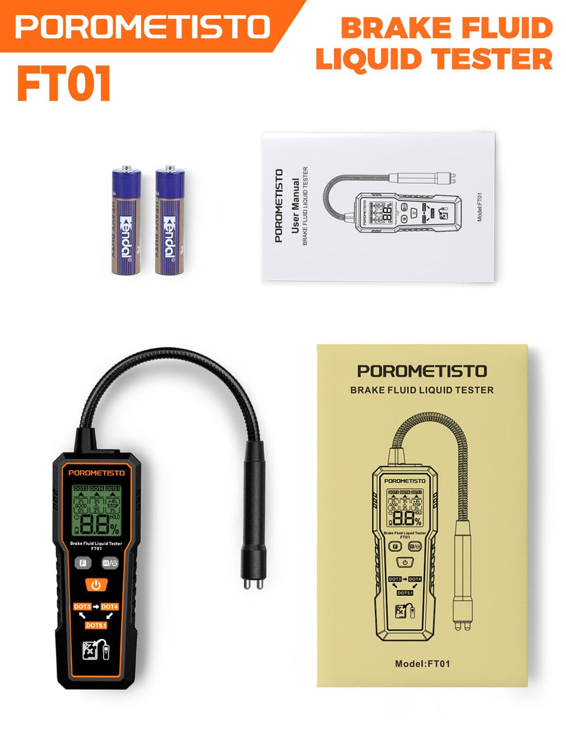 [Australia - AusPower] - FT01 Brake Fluid Tester with Flashlight,Built-in Calibration Resistor,Brake Fluid Moisture Tester with 8.5-Inch Corrosion Resistance Probe and Data Hold,for DOT3,DOT4,DOT5.1 