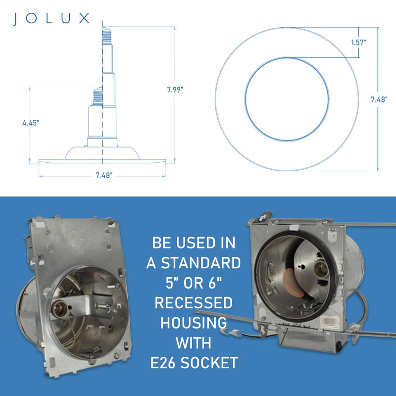Jolux 4-Pack 5/6" LED Can Lights Retrofit Recessed Lighting,12W=60W,2700K SoftWhite,800 Lumens,Dimmable Adjustable Retrofit Downlight,ETL,Damp Rated,Simple Installation Can Lights,Bevel Trim 2700K (Soft White) Slope 5/6 Inch-4 Pack