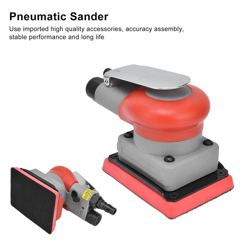BTER Air Orbital Sander, 10000rpm 75x100mm Square Pneumatic Palm Sander, Sanding/Grinding/Polishing Professional Alloy Steel Pneumatic Sander for Wood, Composites, Metal, Car Beauty