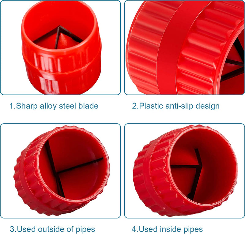 [Australia - AusPower] - 2 Pieces Red Inner-Outer Reamer Pipe and Tube Deburring Reamer Tubing Chamfer Tool for PVC/PPR/Copper/Brass/Aluminum Tubes(3/16-inch to 1-1/4-inch) 2 Red 