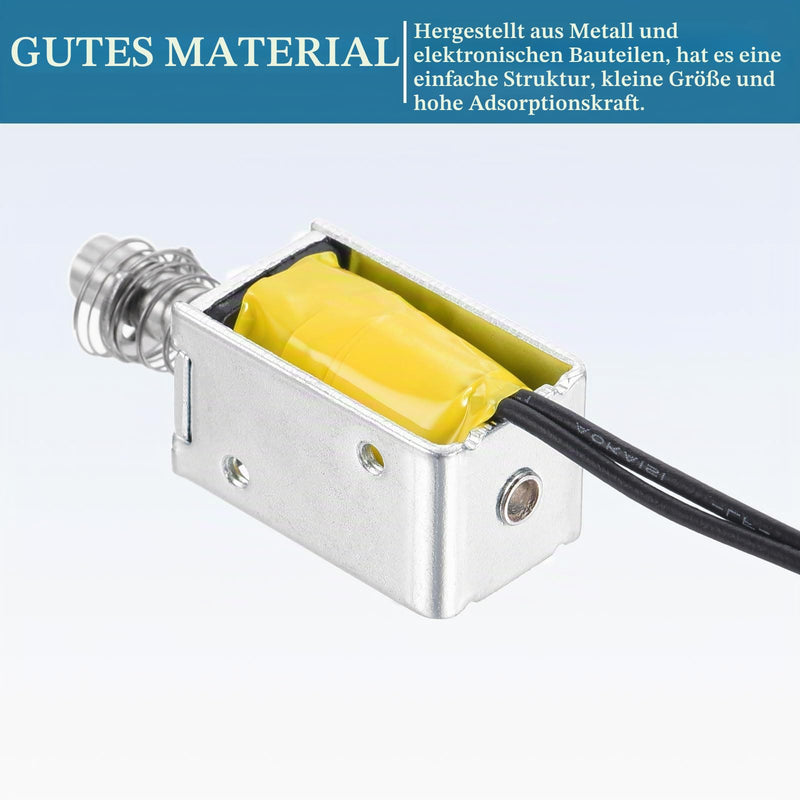 QUARKZMAN Solenoid Electromagnet DC 3V 0.5A Silver Tone Black Pack of 1 | Open Frame Push Pull Type for Vending Machines