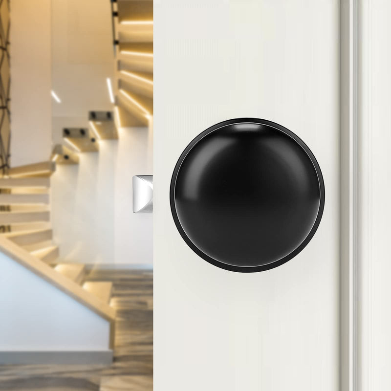 Probrico Passage Door Knobs Closet Door Knobs 2 Pack, Black Interior Door Handles with Adjustable 60-70mm Latch, Passage Doorknob for Hallway French Doors