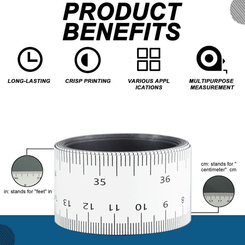 [Australia - AusPower] - 5 Pcs 39.37 Inch Magnetic Ruler with Both Inches and Centimeters Flexible Portable Magnetic Measuring Tape for Workshops Lathes Whiteboard Table Saws Mills 