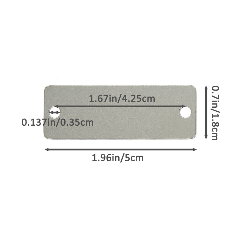 StayMax 100 Pack Stainless Steel Blank Tags Engraving Blanks Rectangle Stamping Blanks with Two Holes