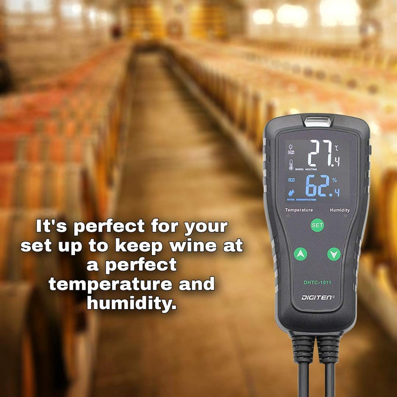 Temperature and Humidity ControllerPlug-in Thermostat Humidistat Reptile Greenhouse,Dual Stage Pre-Wired Outlet 110V 10A