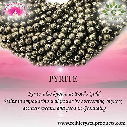 Reiki Crystal Products Natural Pyrite Bracelet 8mm for Reiki Healing and Vastu Correction Protection Concentration Spirituality and Increasing Creativity