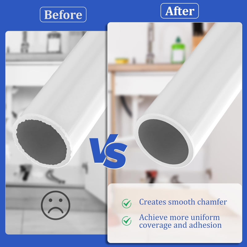 [Australia - AusPower] - Deburring Tool for Plastic Pipe, Suitable for 6 Pipes Size from 1-1/4 to 4-Inch, Professional PVC Pipe Reamer, PVC Chamfer Tool Creates Smooth Chamfer, Achieve More Uniform Coverage and Adhesion 