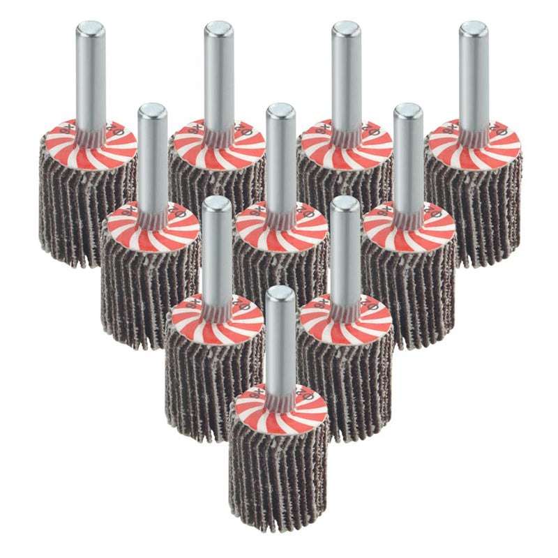 [Australia - AusPower] - 10PCS 3/4"×1" Mounted Flap Wheels with 1/4" Mandrel 80 Grit Flap Sanding Wheels 