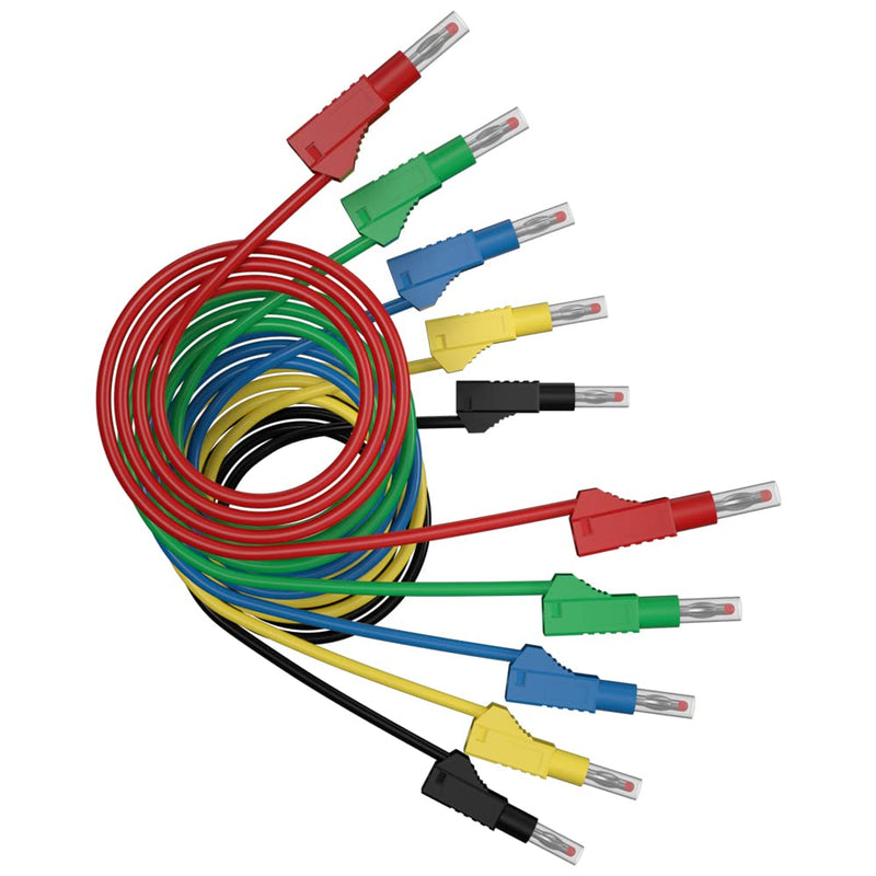 [Australia - AusPower] - 5pcs 4mm Retractable Banana Plug Stackable Test Leads Cable 100cm/3.3ft, Safety Test Line for Multi-Meter Jumper Wire J.70022 B 