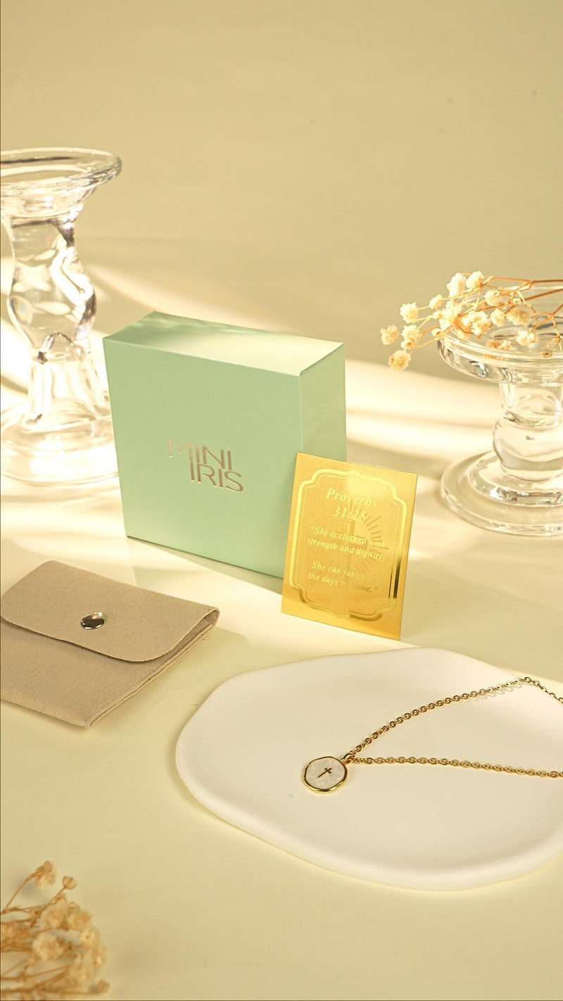 Unique 18K Cross Necklace with Real Gold Bible Verse Card,Inspirational Christian Baptism Christmas Gifts for Women Her Teens White
