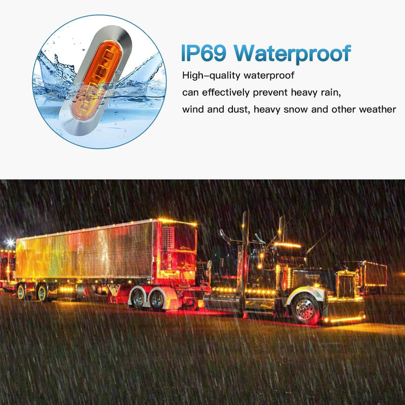 [Australia - AusPower] - ALFU 20PCS 10Amber+10Red DC12V-24V LED Side Marker Indicator Lights Trailers Lights Lamp Front Rear Tail Clearance Lamp with Chrome Bezel Universial for Auto Car Bus Truck Lorry Trailer Boat Deck 