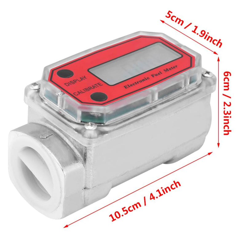Turbine Flow Meter, 1 Inch NPT Mini Digital Turbine Flow Meter, Digital Peak Flow Meter, Fuel Flow Meter, 10-200 L, with Instant and (Red LLW-25) Red LLW-25