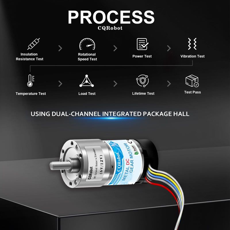 [Australia - AusPower] - CQRobot 30:1 Metal DC Geared-Down Motor 37Dx67.5L mm 6V/12V, with 64 CPR Encoder and Bracket. 6V-7W-115RPM-7.5 kg.cm(104 oz.in), 12V-12W-330RPM-14 kg.cm(194 oz.in), D-Shaped Output Shaft 16mm. 