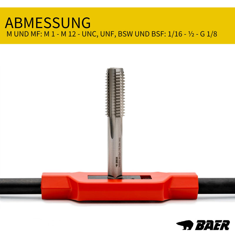 [Australia - AusPower] - BAER Adjustable Pro Tap Wrench Size 1.1/2 | M 1-12 | 1/16-1/2 | G 1/8 Made of Premium Die-Cast - Holder for Taps - Thread Cutting - Thread Tool GR. 1.1/2 | M 1-12 | 1/16-1/2 | G 1/8 