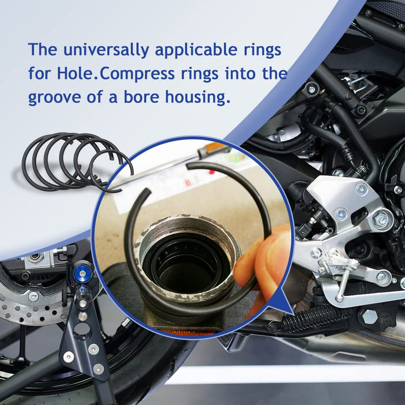 [Australia - AusPower] - GB895.1 65Mn ?4-?20 Hole Steel Wire Ring Snap Ring Set,Bearing Stop Ring Assortment Kit,Mix Round Wire Snap Rings for Holes,180Pcs 