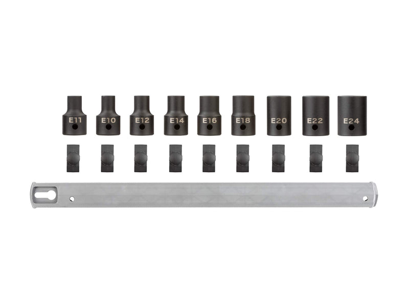 TEKTON 1/2 Inch Drive Shallow External Star Impact Socket Set | SID92100 E10-E24 9-Piece Set