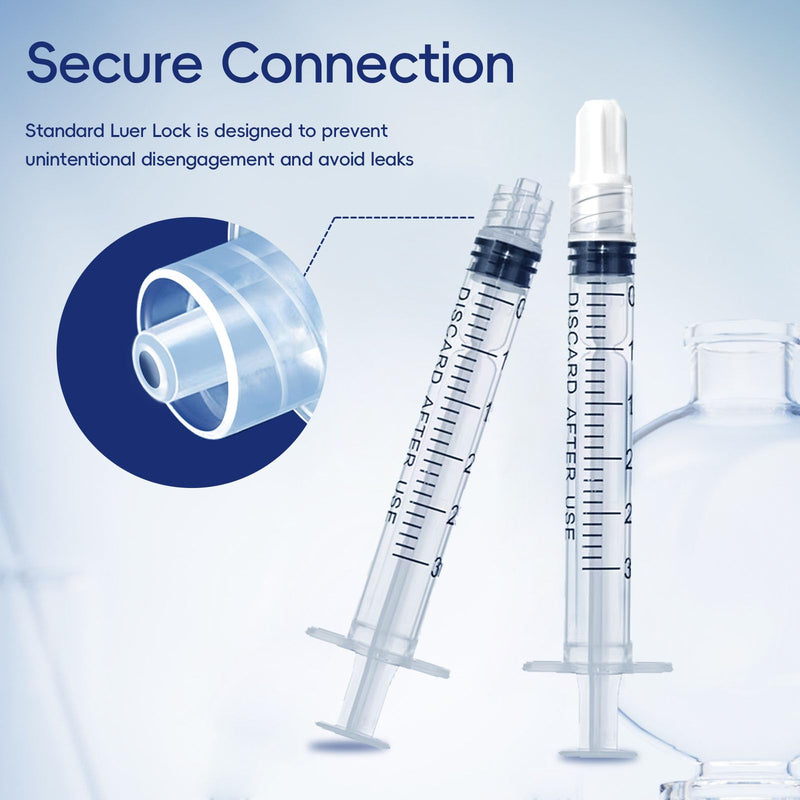 [Australia - AusPower] - 3mL Luer Lock Syringe (No Needle) - Sterile, Individually Wrapped - Pack of 30, Accurate Liquid Measurement, Leak-Proof Design 3ml 